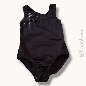 ☑️ More Than Magic Black Silver Rhinestone Leotard – Girls M (7/8)